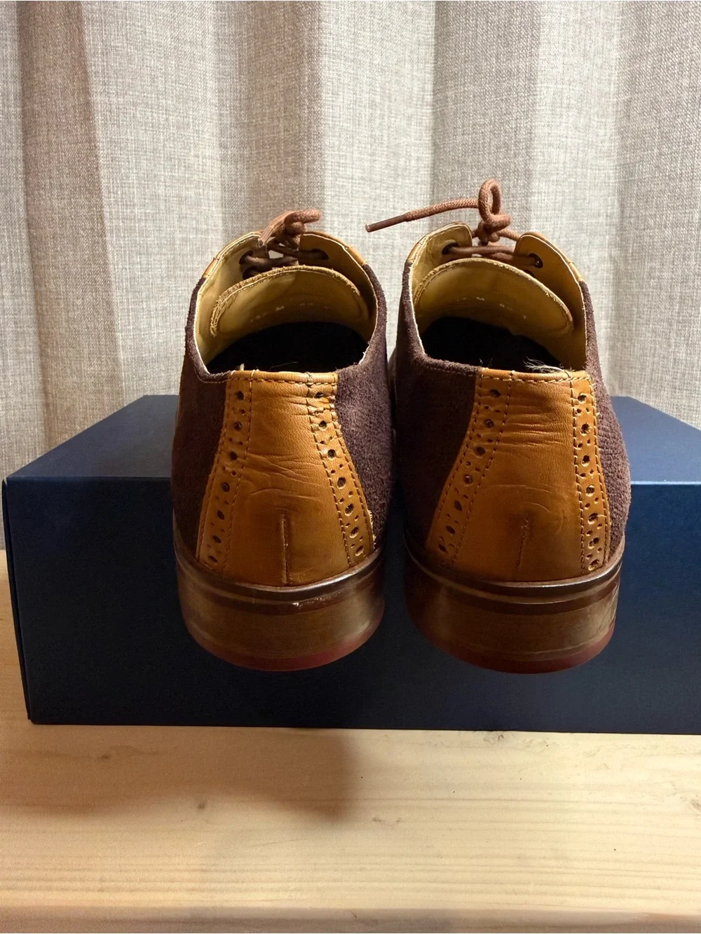 Cole Haan Colton Leather Fabric Saddle Oxford Shoes 8.5 M Brown